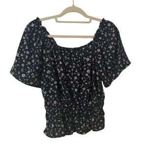 Floral Black Women's Top Size XL
